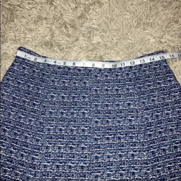 Ann Taylor Skirt Blue & White Tweed Textured Cotton Blend Size 8 - Picture 6 of 10